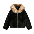 Winter Men Coat Casual Thick Warm Parka Coat Streetwear Loose Men Clothing Hooded Faux Mink Collar Couple Coat