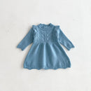 Autumn 0-3 Y Baby Girls Clothes A Line Knit Dress Long Sleeve Sweater Dress O Neck Toddler Knit Outfit