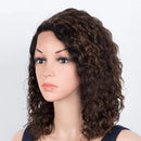 Ombre Gold Short Bob Lace Front Wig Glueless Human Hair T Part Wig Curly Pre Plucked Hairline With Baby Hair