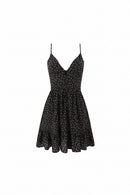 Floral Chiffon Sling Dress Women Front Open Ruffles Hem Short Dresses
