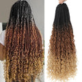 Ombre braided hair extensions with black to blonde gradient on a white background, Obroi