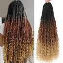 Ombre braided hair extensions with black to blonde gradient on a white background, Obroi