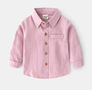 Kids Spring Children's Clothes Tops Shirt Solid Color Pure Cotton Shirt
