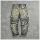 Splicing high-quality jeans men's street American drag straight pants trend