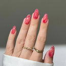 24Pcs Purple Flower Stiletto Round Head Press on Nails False Nails Wearable Full Cover Nail Tips