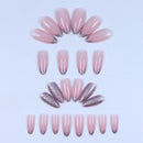 24Pcs Almond Glitter False Nails Short Full Finished for Women French Style Full Cover Press on Nail Tips
