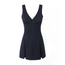 Spring Product Women's French Small Stand Slimming Design Sense Temperament Sleeveless Deep V Dress