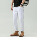 Men White Jeans Simple Casual Clothing Stretch Loose Trousers Pants