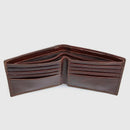 Brown leather wallet on a light gray background, Obroi