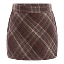 Kids Girls Tartan Pencil Skirts Elastic Waistband Plaid Miniskirt for Holiday Daily Wear