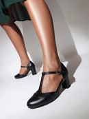 Women Shoes Heels Spring Heel Shoes Ladies Buckle Round Head Shoes