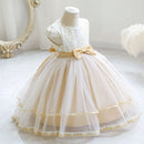 Summer Lace Princess Dresses For Kids Birthday Dress Flowers Girls Dress Children's Birthday Party Costume Infant Dress