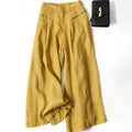Women Summer Wide Leg Cropped Pants with Pockets Thin Loose Fit Elastic Waist Casual Trousers