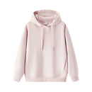 Hoodie Women Fleece Lined Thermal Antibacterial Loose Fit Solid Color Winter Casual Pullover