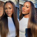 Chestnut Brown Ombre Straight Wig Human Hair Wigs No Glue Minimal Leave Out
