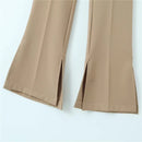 Women's Slit Bell-Bottomed Pants Stylish Simply Spring Zipper High-waisted Slim-Fit Trousers Female