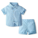 Summer Kids Clothes Boys Gentleman Tie Plaid Baby Tops Shorts Children's Sets