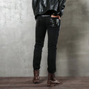 Mens Punk Pants Personality Motorcycle Pencil Trousers Black Leather Trousers Male