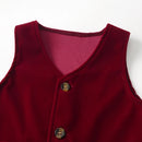Boys' Red Dress Suit – Elegant Velvet Birthday, Wedding & Party Outfit