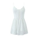 Elegant Women Lace Chiffon Sling White Dress Sleeveless V Neck Summer Ladies Party Mini Dresses