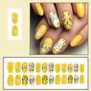 24pcs Press on Nails Sweet Pink Flowers Rabbit Print Fake Nails Full Cover Wearable Fresh Spring