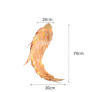 Decorative fish-shaped light with dimensions on a white background