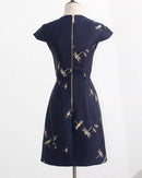 Designer Summer Women dress dragonfly embroidery Beading Slim Dresses