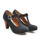 Women's T-Strap Round Toe Pumps, Elegant Dress Heels