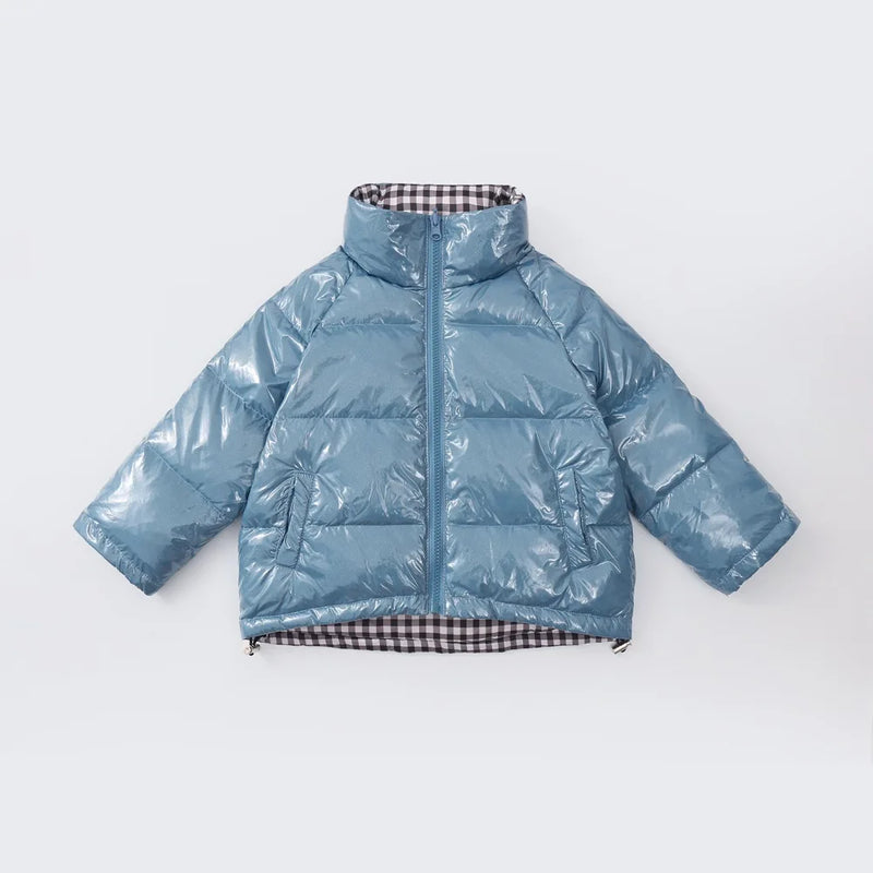 Winter cotton padded jacket new wash free down jacket wear short plaid and warm down jacket on both sides