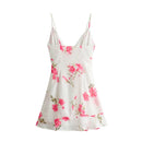 Women Lace Trim Floral Sling Mini Dresses Cross Female Summer Short Beach Dresses Holiday