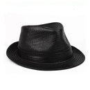MenGenuine Leather Jazz Gentleman Short Brim Fitted Top Hat