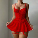 Lace Bras Translucent Temptation Sleepwear Pure Desire Two-Piece Set