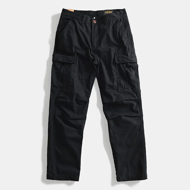 Pants Classic Straight Fit Relaxed Cargo Trousers for Men Multi-Pocket Outdoor Casual