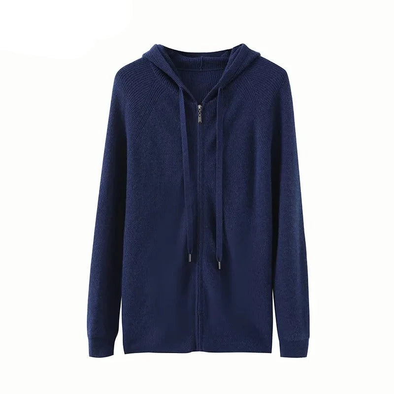 Cashmere Jacket Hoodie Men's Zipper Cardigan High-End Hoodie Coat Youth Autumn Winter Knit Casual Sweater