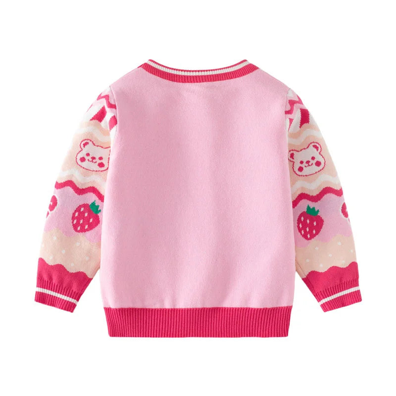 Girls Sweaters For Autumn Winter Strawberry Cute O-neck Children's Sweatshirts