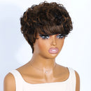 Black Pearl Human Hair Short Fluffy Brown Blonde Human Hair Wig for Women