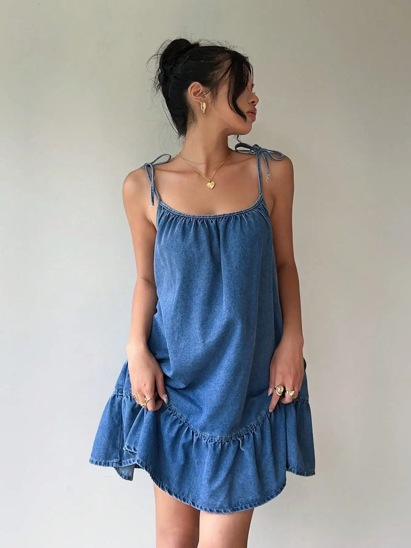 Denim dress summer high end elegant loose fit