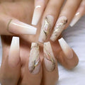 Nails with marble and gold design on a neutral background, Obroi