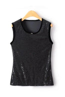 Sequined Slim Top Women Autumn Sleeveless Velvet Stretch Clothing