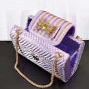Elegant Lilac Design Party Wedding Peep Toe Lady High Heels and Bag Set Decorated With Rhinestone