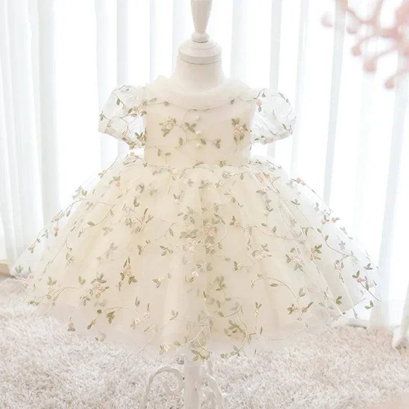 Infant birthday Baby Dress Flower Embroidery Princess Party Wedding Dress For Baby