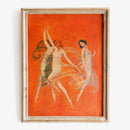 Framed artwork of two nude figures on an orange background, Obroi