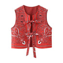 Spring Of The Season Women's Vest Top round Neck Sleeveless Belted Outerwear
