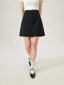 Floral Denim Short Skirt Summer Versatile Slimming Women Casual Loose Skirt