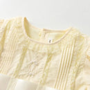 Girls Bubble Sleeves Dress Summer Baby Girls Flower Embroidery Dresses Infant Casual Clothing