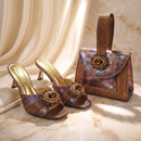 Lilac Ladies Shoes and Bag SetSparkly Crystal Rhinestone Square Toe Stiletto Women Heels