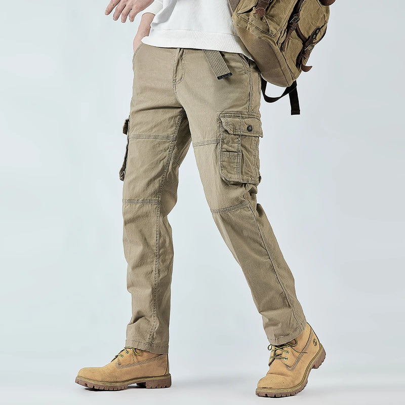 Men's Cargo Pants Straight Leg Stretch Tactical Trouser Male Military Outdoor Camping Casual