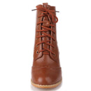 Brown leather boot with laces on a white background, Obroi
