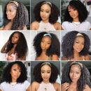 Seamless Flip Over Curly Half Wig Human Hair Wig Kinky Curly Headband Wig for Women