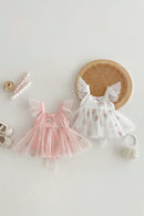Children's summer jumpsuit yarn skirt cute bow knot mesh skirt baby hundred day princess dress